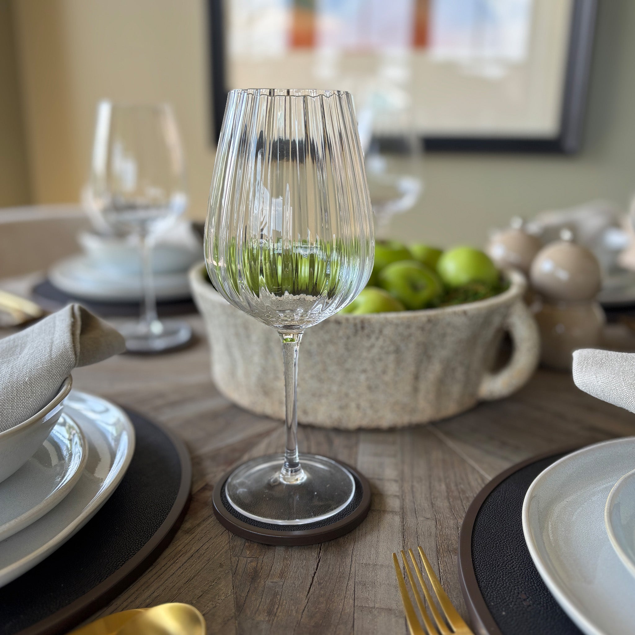 Ribbed White Wine glasses - Set of 4
